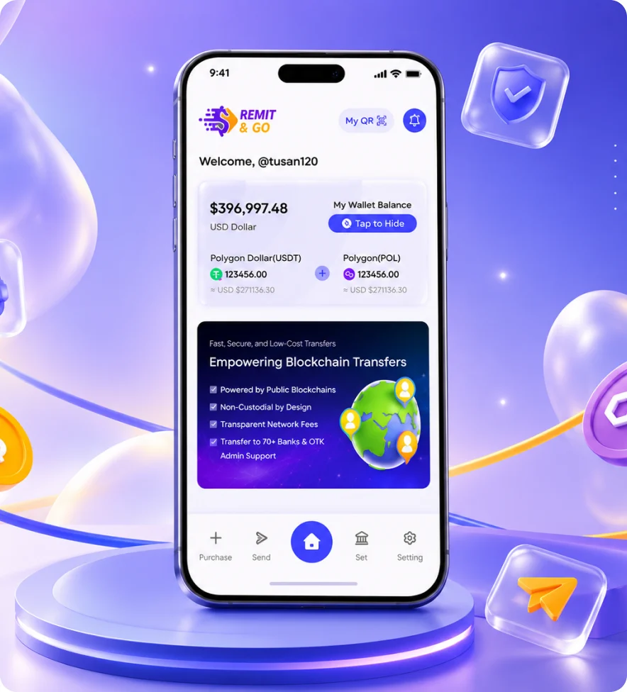 Crypto wallet mobile app on a glass podium